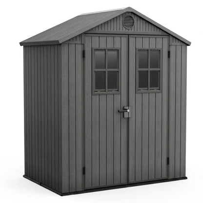 Darwin 4x6ft Garden Shed, Weather-Resistant Outdoor Storage Shed, Lockable Double Doors, Grey