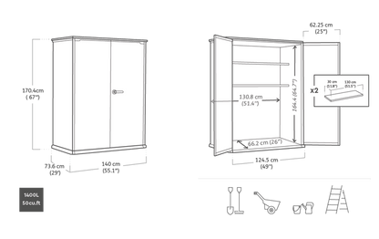 Cortina Alto 1400L Storage Cabinet - Grey
